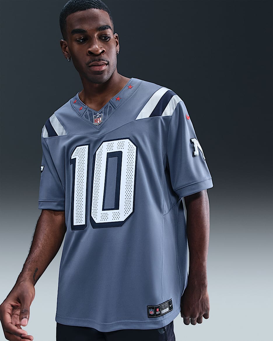 Jersey Nike Dri-FIT de la NFL Limited para hombre Drake Maye New England Patriots Rivalries Collection - Azul