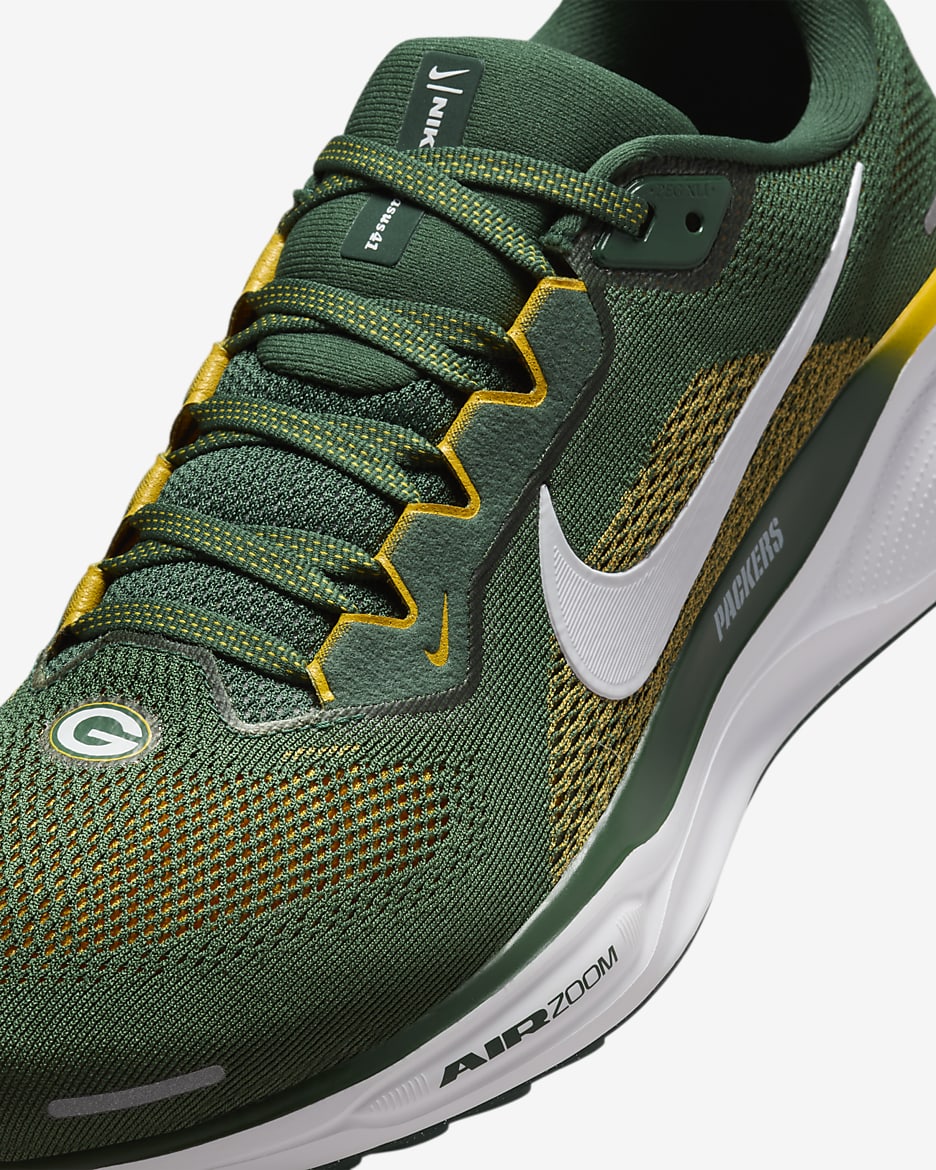 Tenis de correr en pavimento para hombre Nike Pegasus 41 NFL Green Bay Packers - Abeto/Blanco/Oro universitario/Blanco