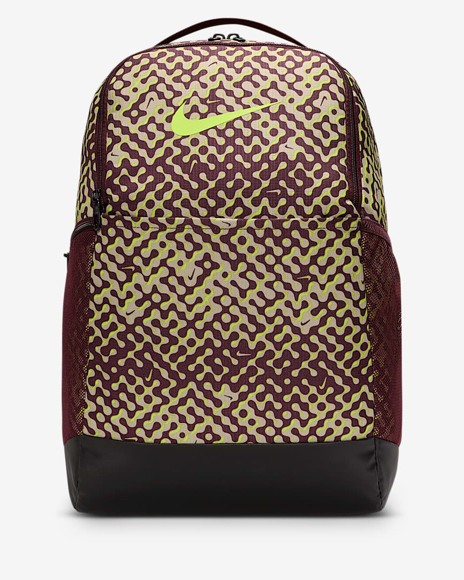 Nike Brasilia 9.5 Training Backpack (Medium, 24L) - Burgundy Crush/Black/Volt