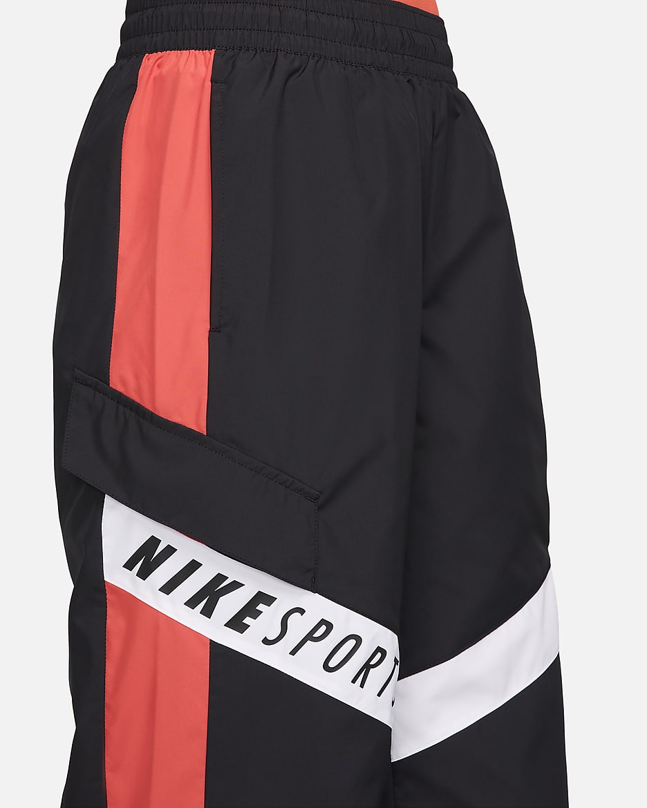 Nike Sportswear Women's High-Waisted Trousers - Black/Light Crimson/White