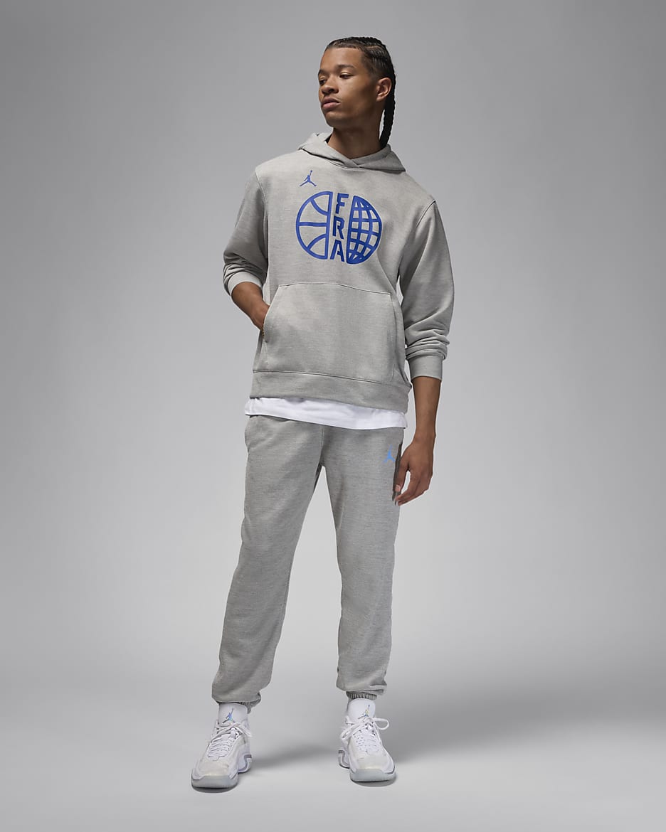 Pantalon en Fleece Jordan Basketball France Practice pour homme - Dark Grey Heather/Celestine Blue/University Blue