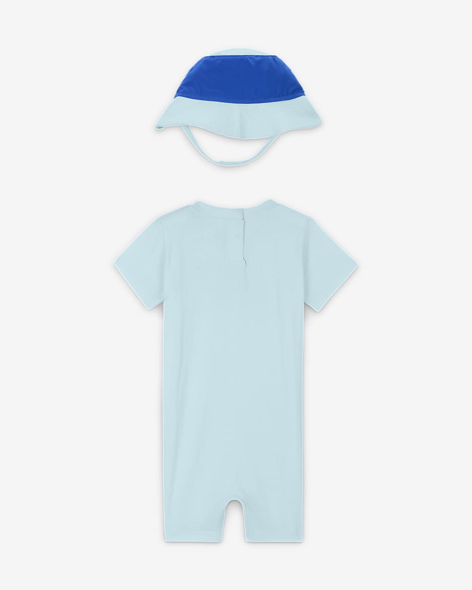 Nike Sportswear PE Baby (12-24M) Romper and Bucket Hat Set - Glacier Blue