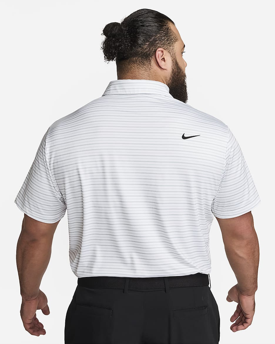 Polo de golf a rayas Dri-FIT para hombre Nike Tour - Blanco/Negro