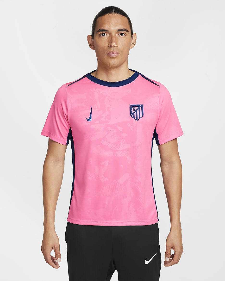 Atlético Madrid Academy Pro Third Men's Nike Dri-FIT Football Pre-Match Top - Pink Glow/Blue Void/Blue Void