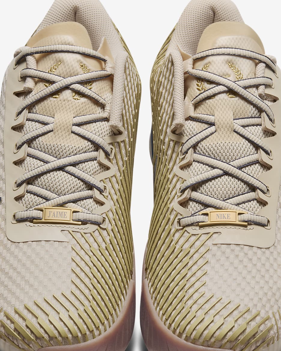 NikeCourt Vapor 11 Premium Men's Hard Court Tennis Shoes - Sand Drift/Thunder Blue/Gum Medium Brown/Metallic Gold