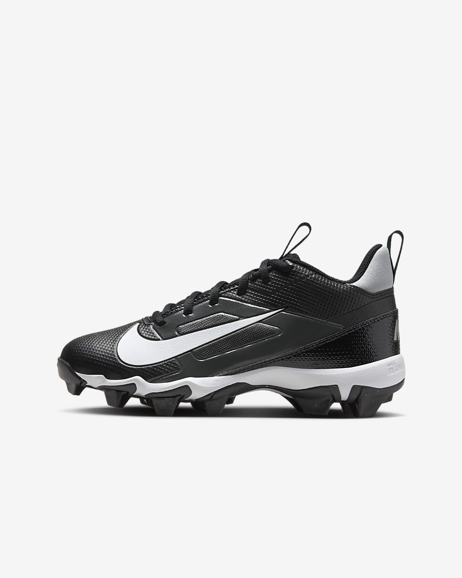 Tacos de fútbol para niños grandes Nike Alpha Menace 4 Shark - Negro/Gris humo claro/Plata metalizado/Blanco
