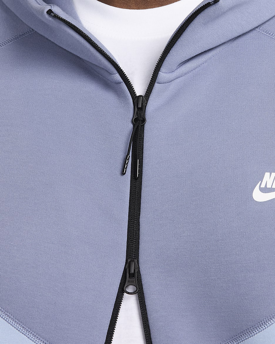 Hoodie com fecho completo Nike Sportswear Tech Fleece Windrunner para homem - Azul Armony claro/Ashen Slate/Branco