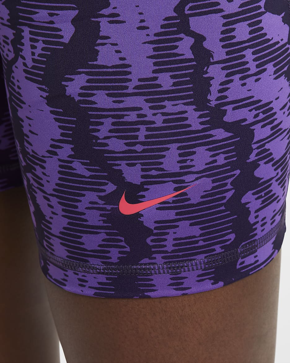 Nike Pro Dri-FIT 8 cm-es rövidnadrág lányoknak - Dark Raisin/Black Raspberry/Aster Pink