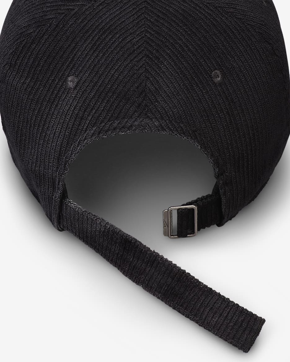 Nike Club unstrukturierte Cord-Cap - Schwarz/Schwarz