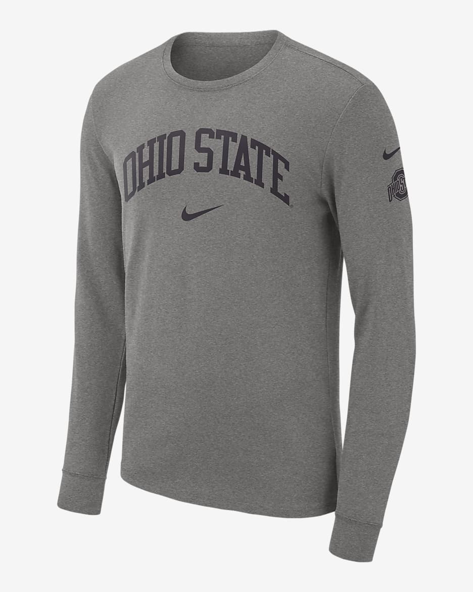 Nike College (Ohio State) Men's Long-Sleeve T-Shirt - Dark Grey Heather