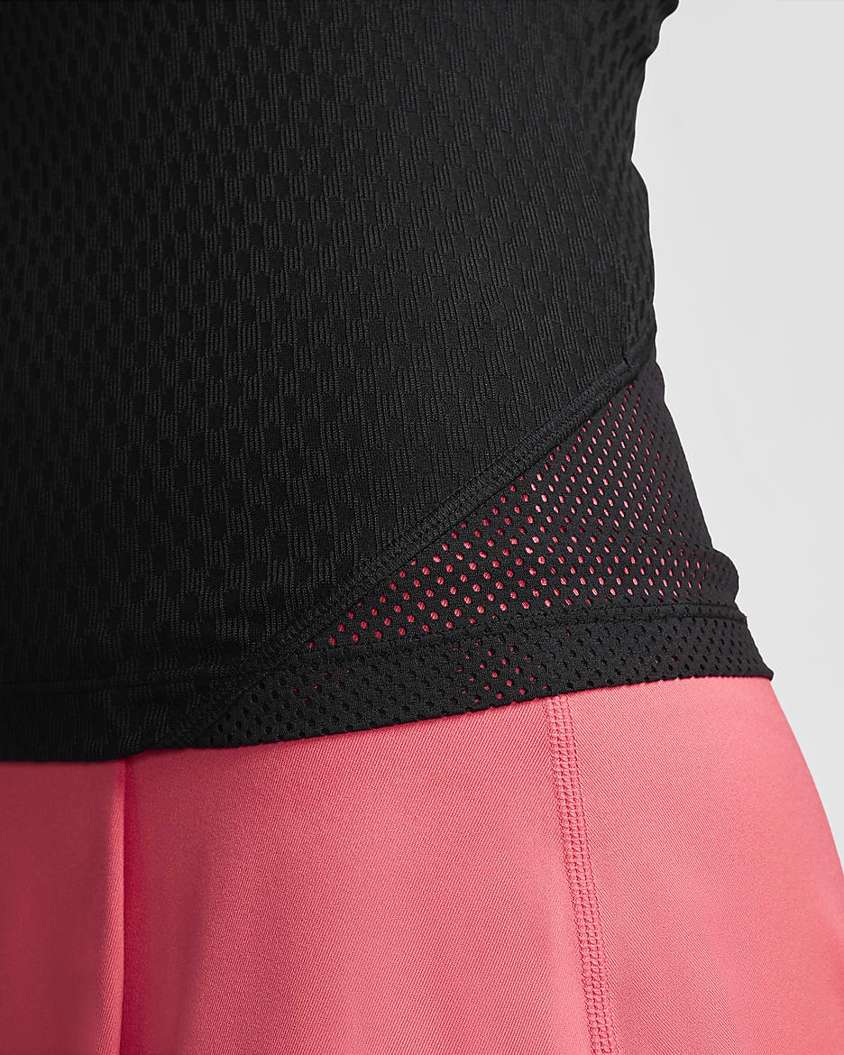 NikeCourt Slam 女款 Dri-FIT 網球背心上衣 - 黑色/黑色/黑色/Light Wild Mango