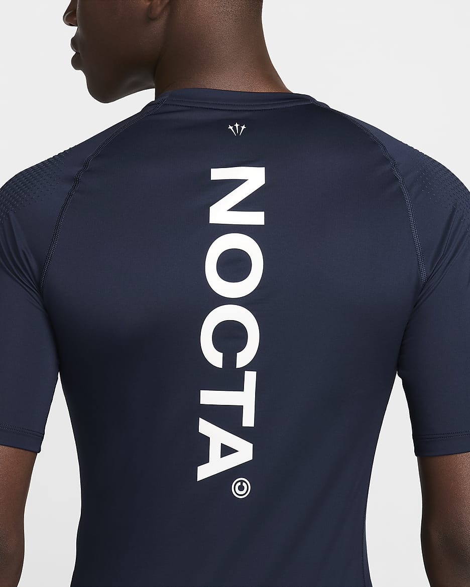 NOCTA Kurzarm-Base-Layer-Basketball-Oberteil für Herren - College Navy/Weiß