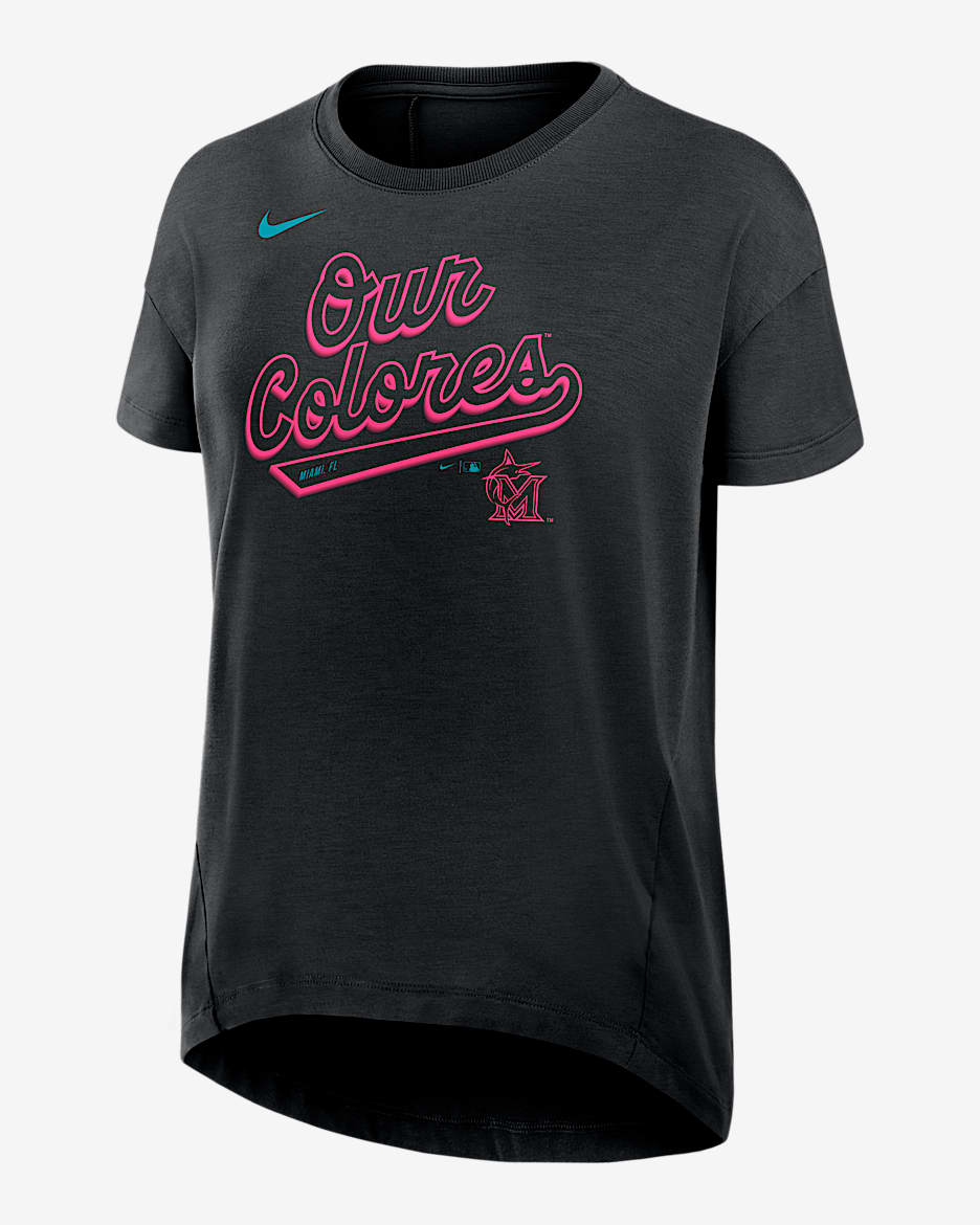 Playera Nike Dri-FIT de la MLB para mujer Miami Marlins City Connect Flowy - Negro
