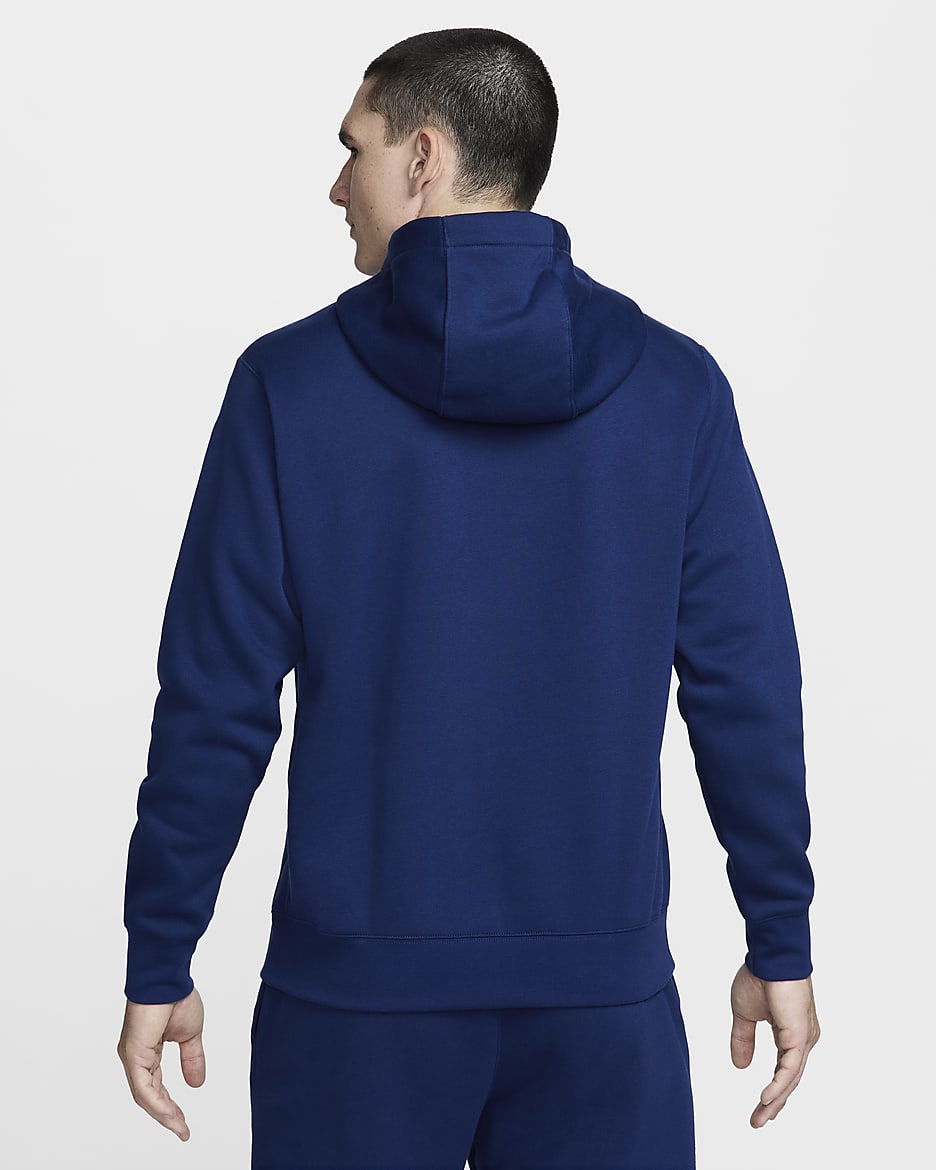 Netherlands Club Men's Nike Football Pullover Hoodie - Blue Void/Safety Orange