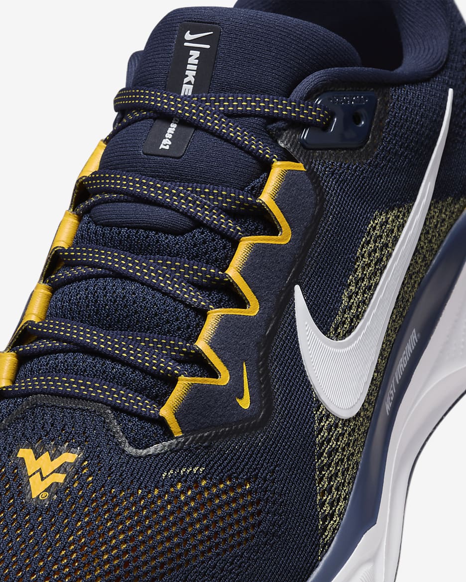 West Virginia Pegasus 41 Men's Nike College Road Running Shoes - College Navy/White/University Gold/White