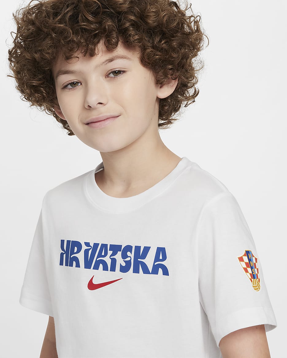 Croatia Crest Older Kids' Nike Football T-Shirt - White/University Red