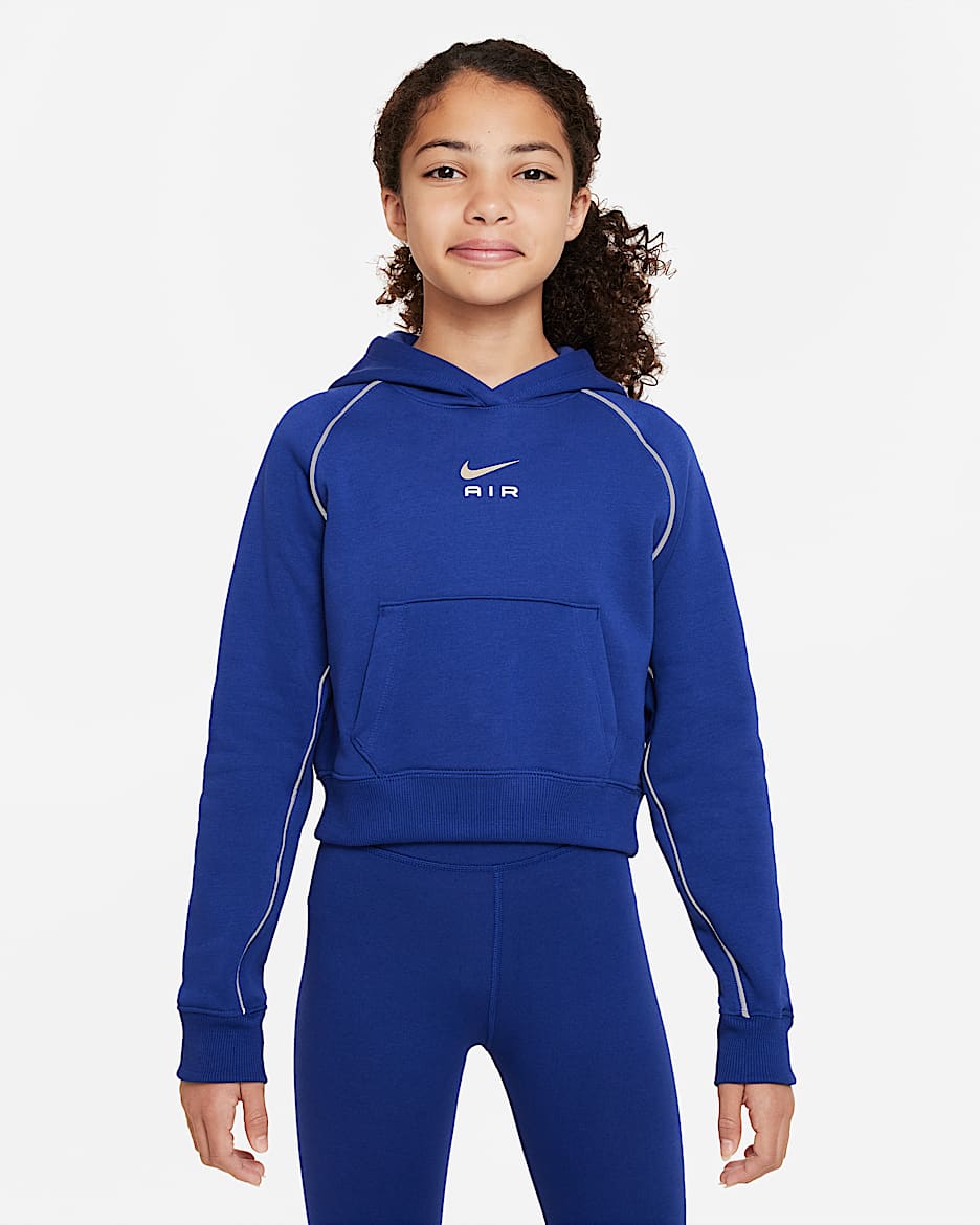 Nike Air Older Kids' (Girls') French Terry Crop Hoodie - Deep Royal Blue