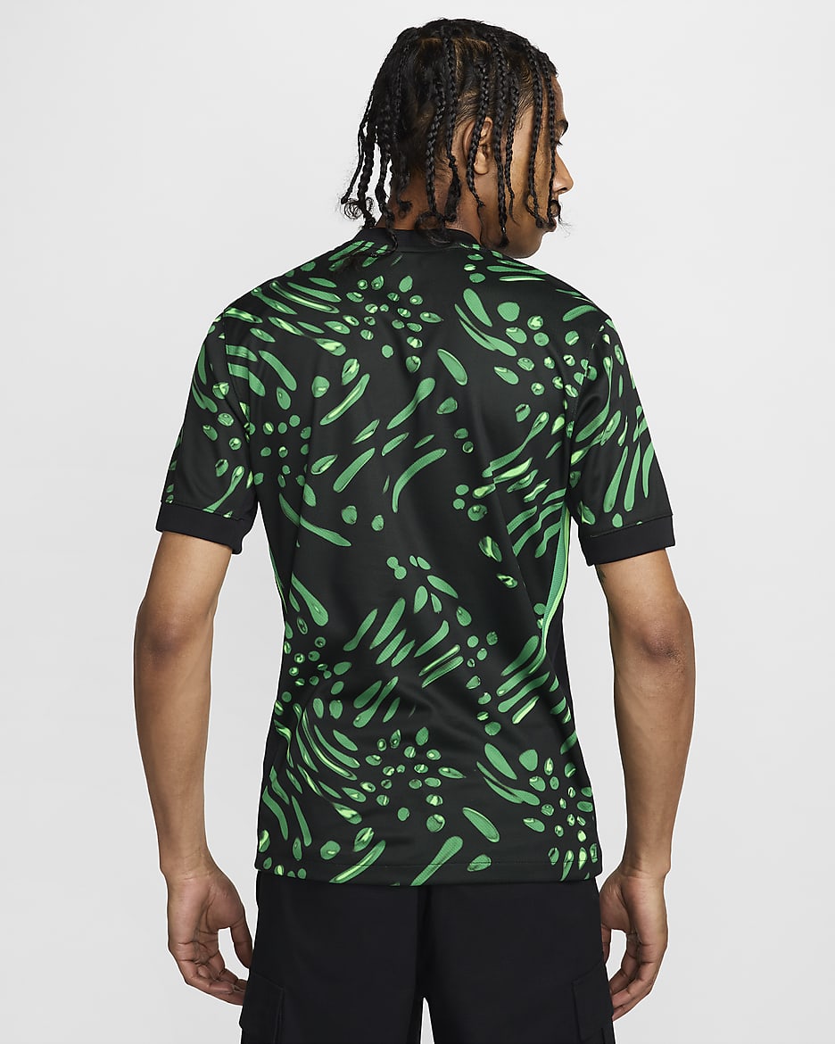 Nigeria 2024 Stadium (bortedrakt) Nike Dri-FIT Replica fotballdrakt til herre - Svart/Lucky Green/Hvit