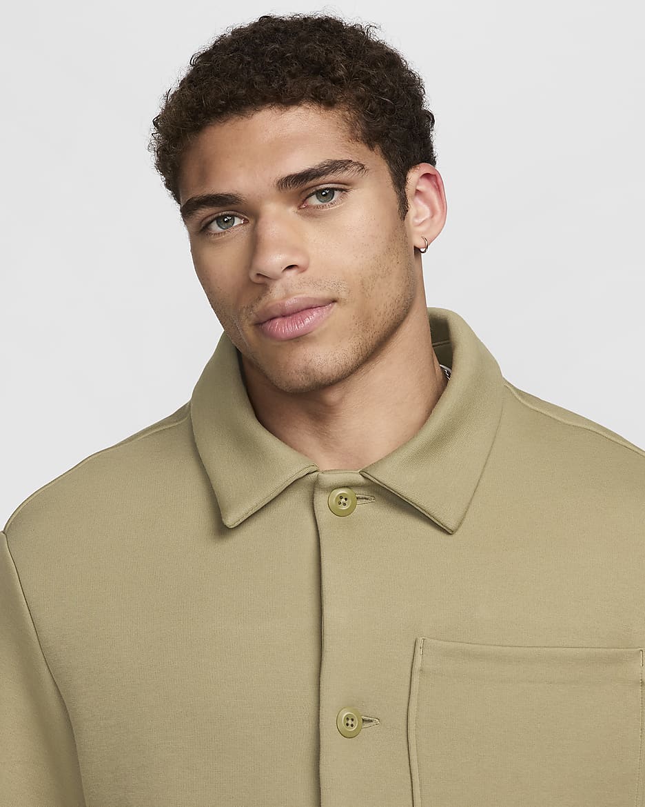 Chamarra tipo camisa de tejido Fleece para hombre Nike Tech - Oliva neutro/Oliva neutro