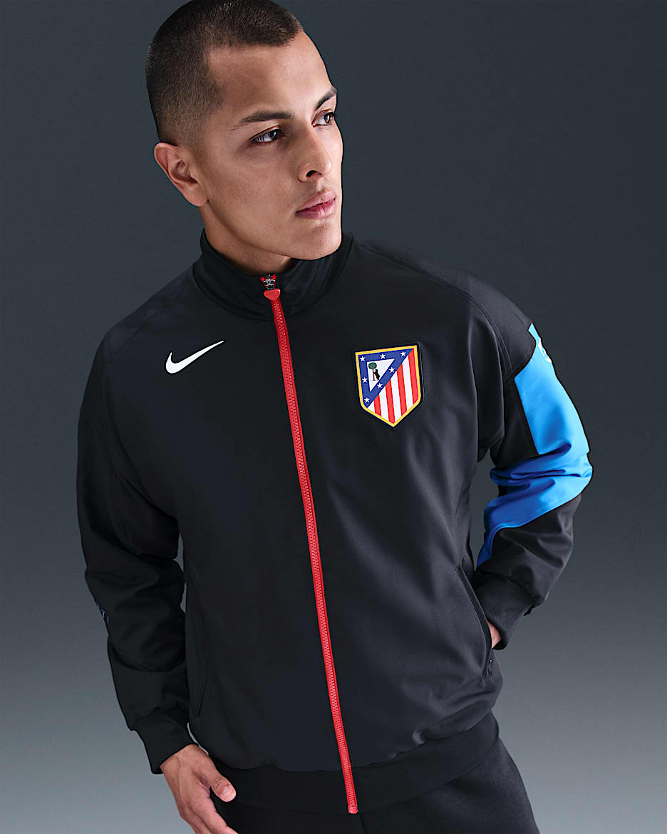 Atlético Madrid Strike Third Men's Nike Dri-FIT Total 90 Football Anthem Jacket - Black/Photo Blue/Sport Red/White