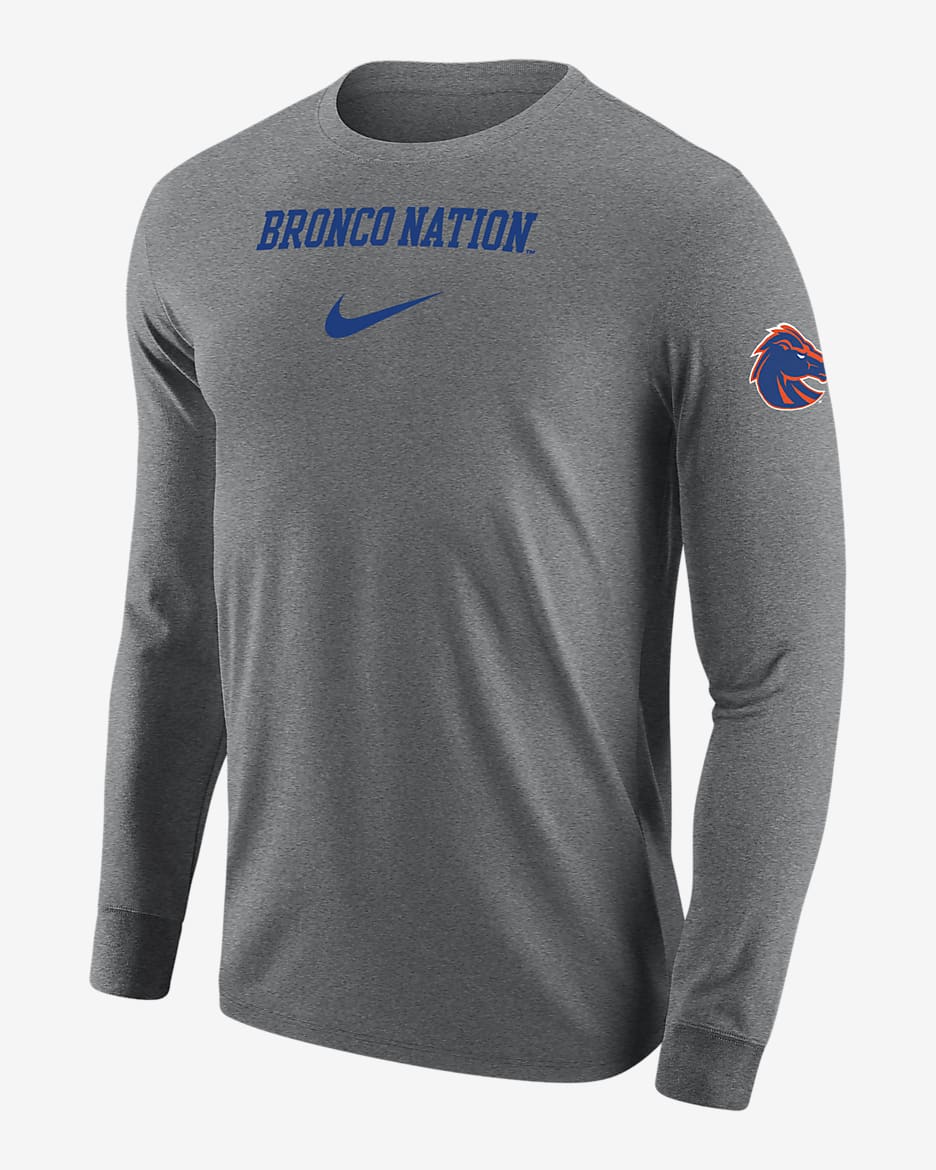 Boise State Men's Nike College Long-Sleeve T-Shirt - Dark Grey Heather
