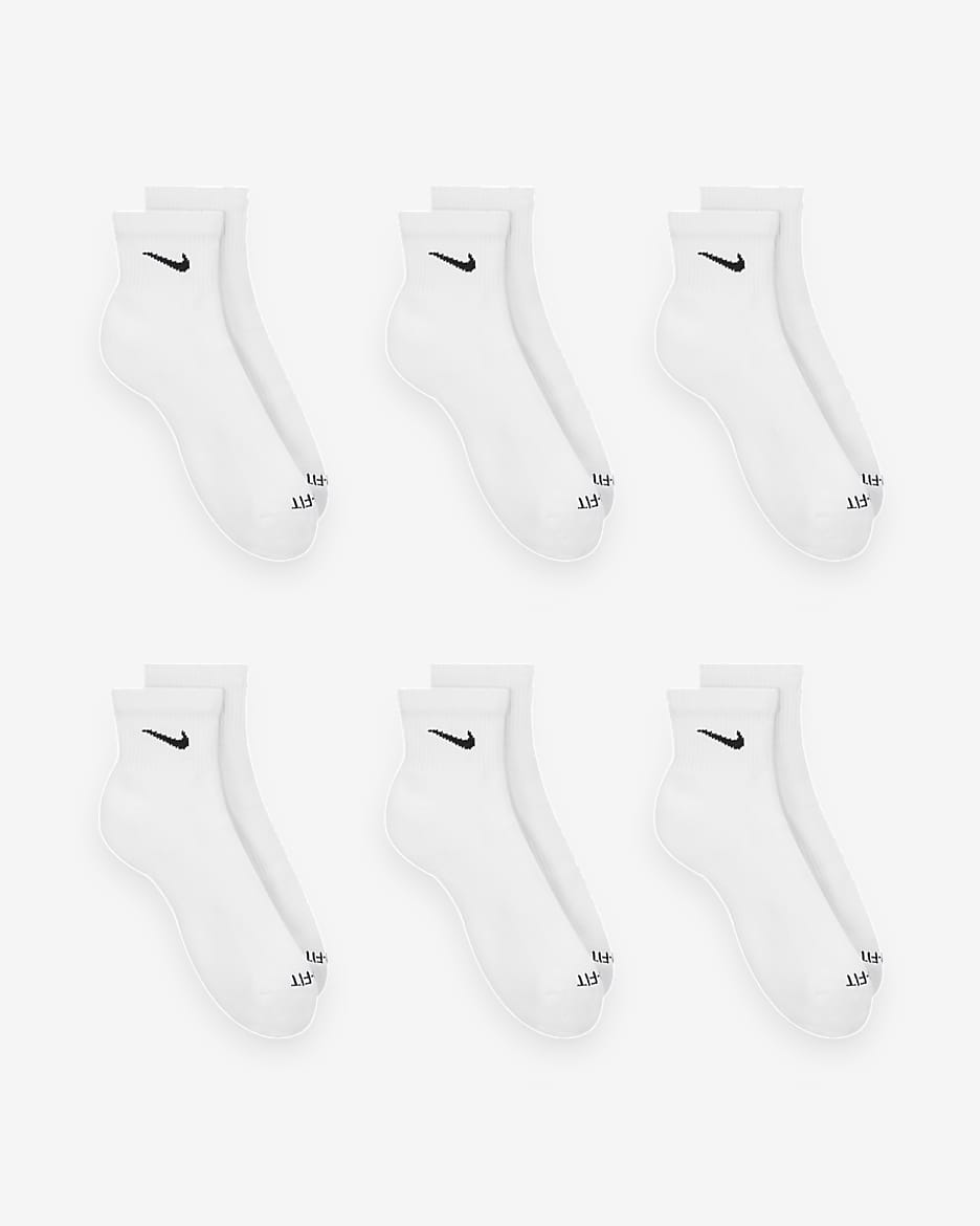 Calcetines al tobillo de entrenamiento Nike Everyday Plus Cushioned (6 pares) - Blanco/Negro