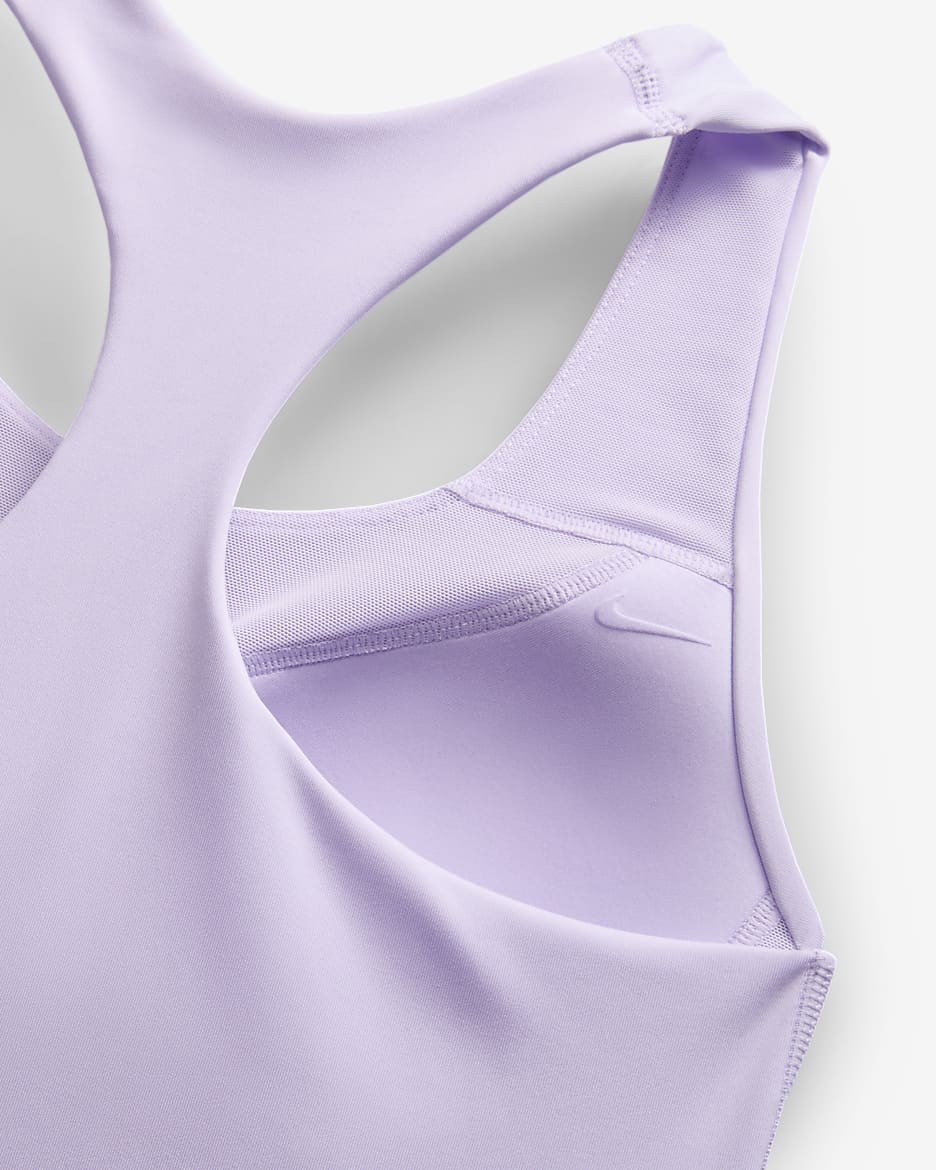 เสื้อกล้ามสปอร์ตบราผู้หญิงซัพพอร์ตระดับกลางเสริมฟองน้ำ Nike Swoosh - Lilac Bloom/Lilac Bloom/ขาว