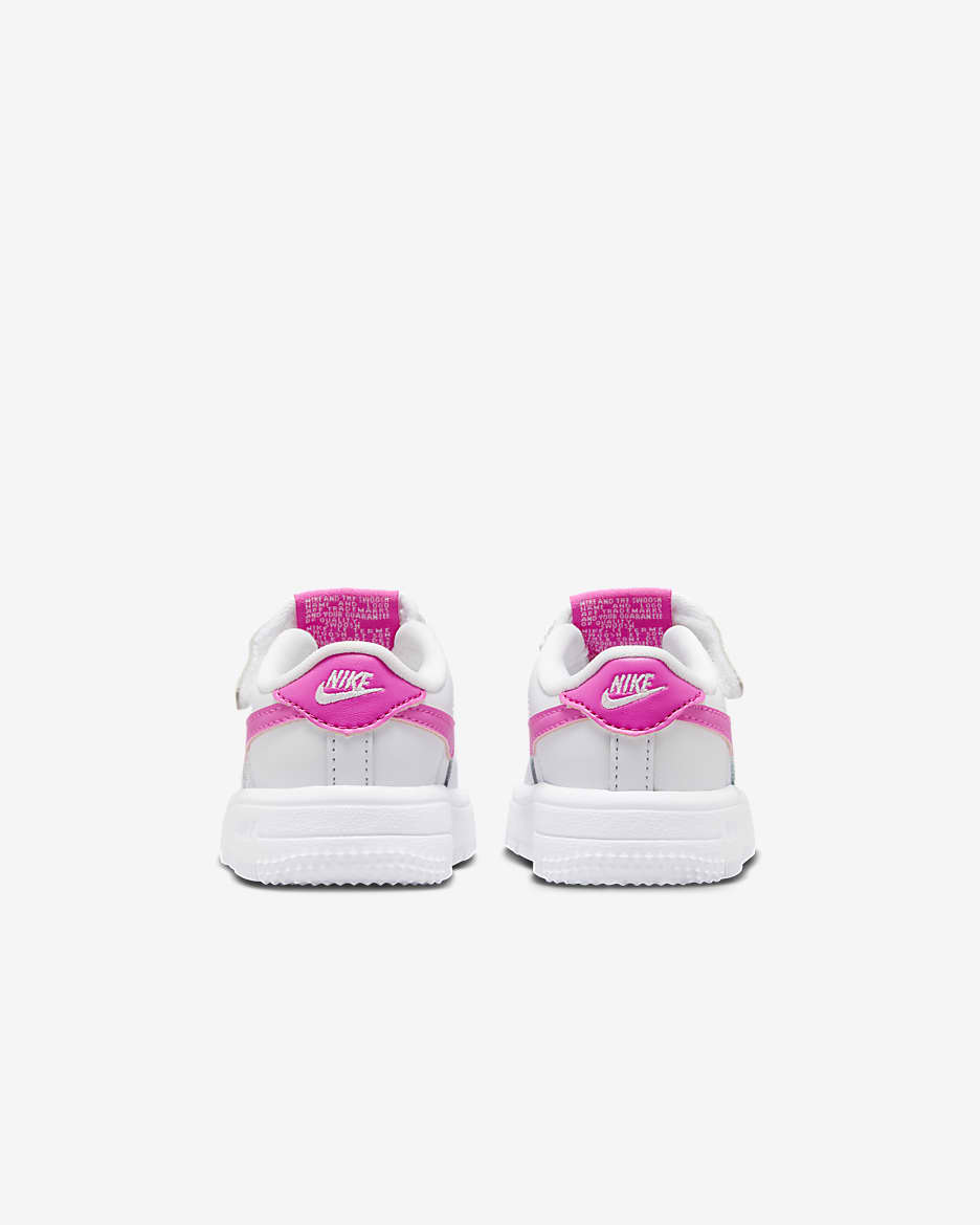 Tenis para bebé e infantil Nike Force 1 Low EasyOn - Blanco/Fucsia láser