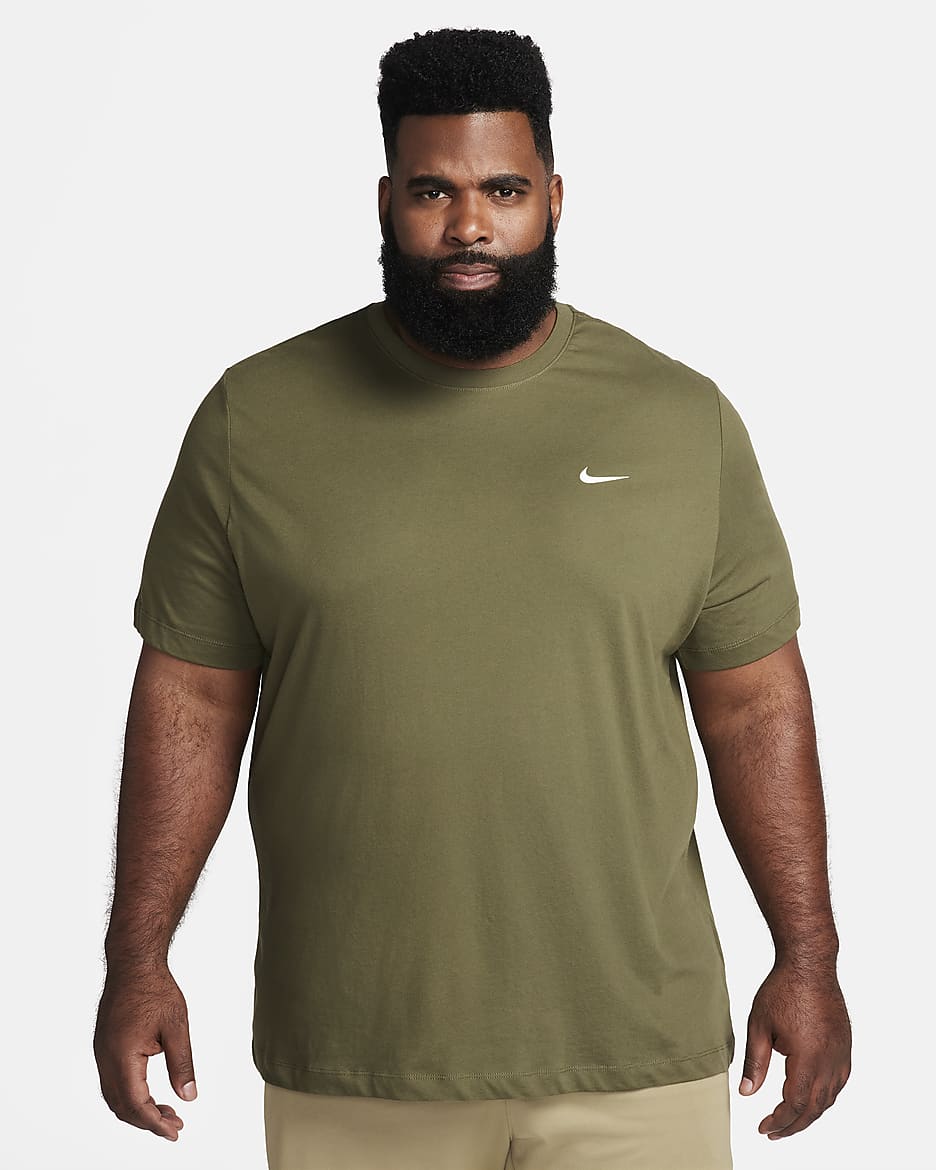 Nike Dri-FIT Men's Fitness T-Shirt - Medium Olive/White