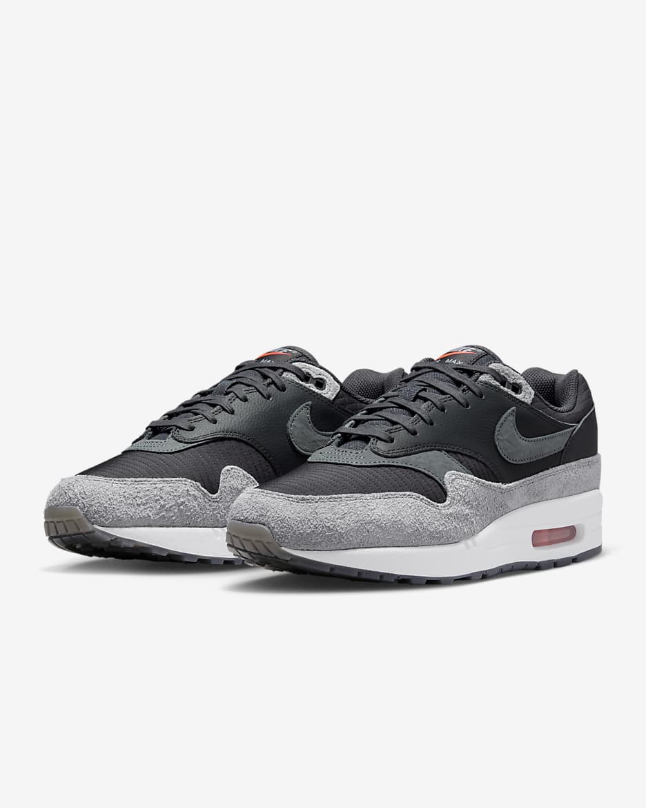 Nike Air Max 1 Premium Schuh - Dark Smoke Grey/Flash Crimson/Summit White/Smoke Grey