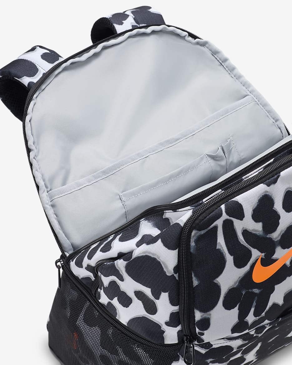 Nike Brasilia Backpack (Medium, 24L) - Light Smoke Grey/Black/Total Orange