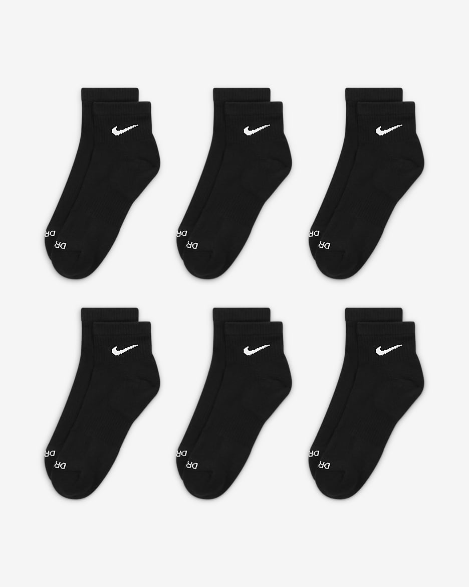 Nike Everyday Plus Cushioned Training Ankle Socks (6 Pairs) - Black/White