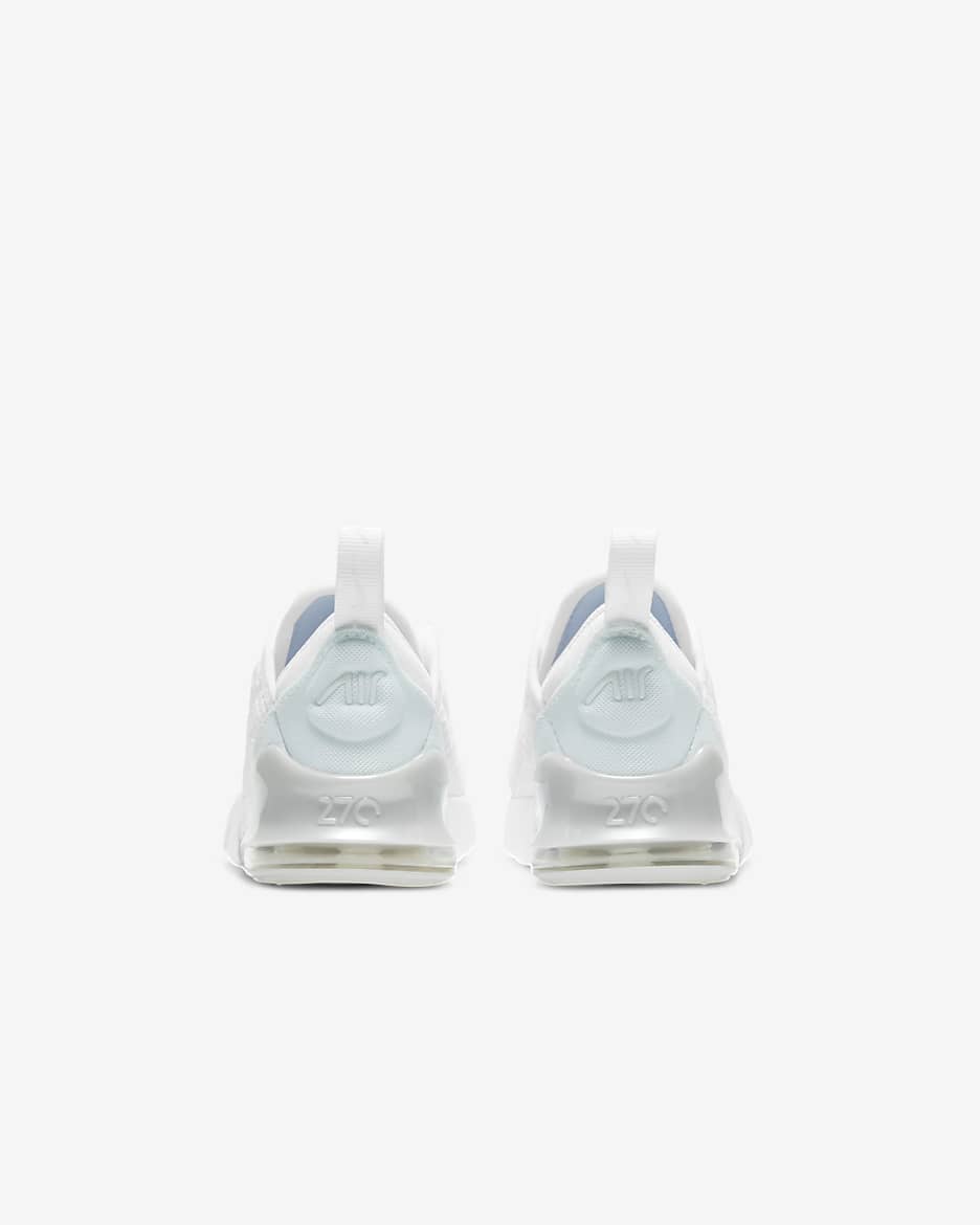 Tenis para bebé e infantil Nike Air Max 270 - Blanco/Plata metalizado/Blanco