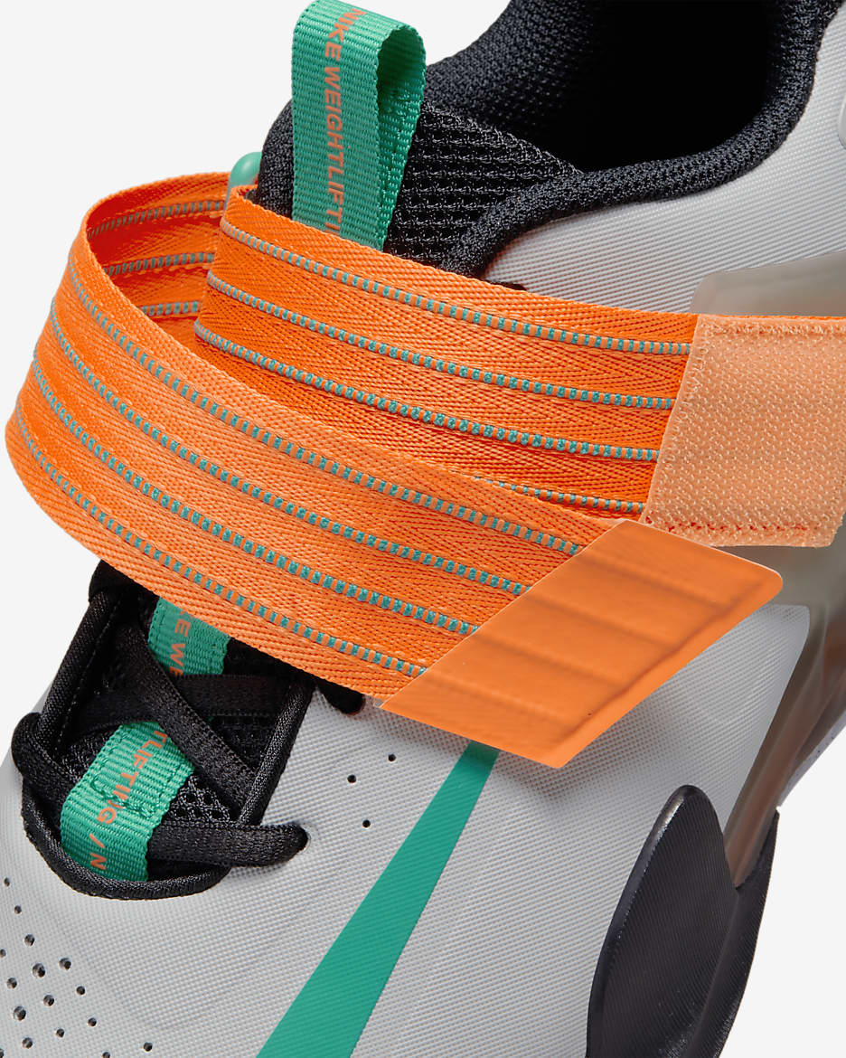 Nike Savaleos Weightlifting Shoes - Grey Fog/Dark Smoke Grey/Total Orange/Clear Emerald