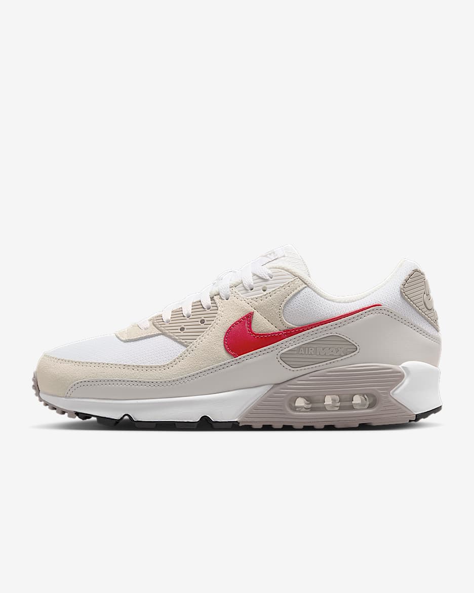 Nike Air Max 90 Men's Shoes - White/College Grey/Vast Grey/University Red