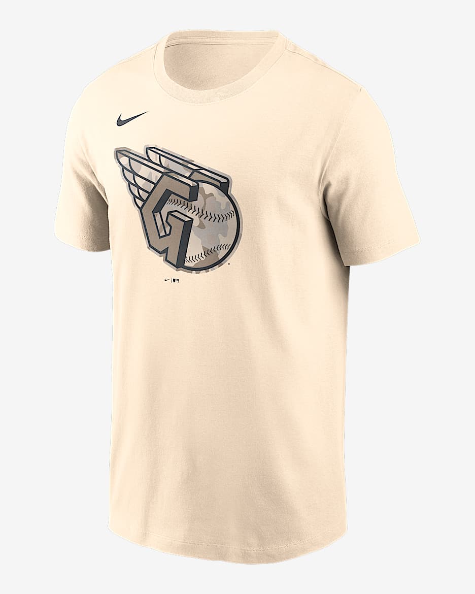 Playera Nike de la MLB para hombre Cleveland Guardians Camo - Crema