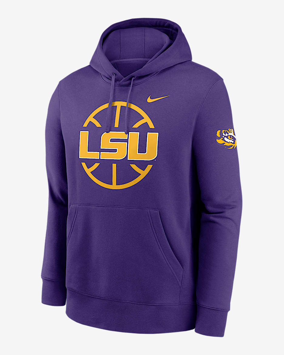 LSU Tigers Club Basketball Icon Men's Nike College Pullover Hoodie - Court Purple
