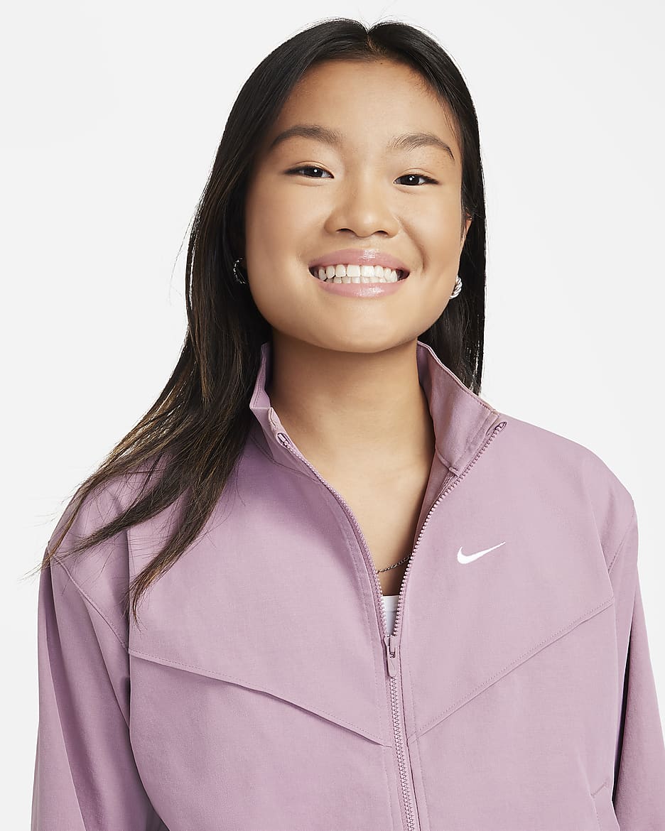 Nike Sportswear Girls' Oversized Lightweight Jacket - Plum Dust/White