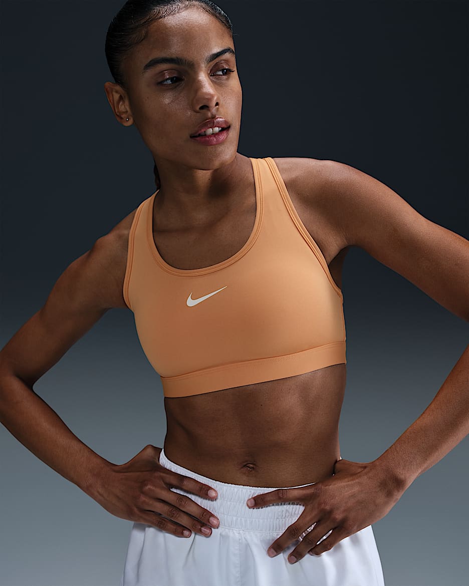 Nike Swoosh Medium-Support Women's Padded Sports Bra - Copper Moon/White