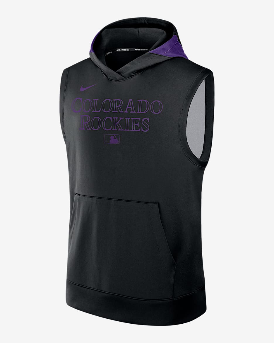 Colorado Rockies Authentic Collection Men’s Nike Dri-FIT MLB Sleeveless Pullover Hoodie - Black
