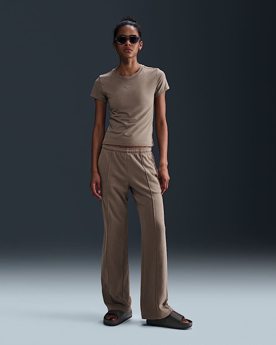 Nike Sportswear Chill Terry Women's Mid-Rise French Terry Open-Hem Sweatpants - Mink Brown/Mink Brown