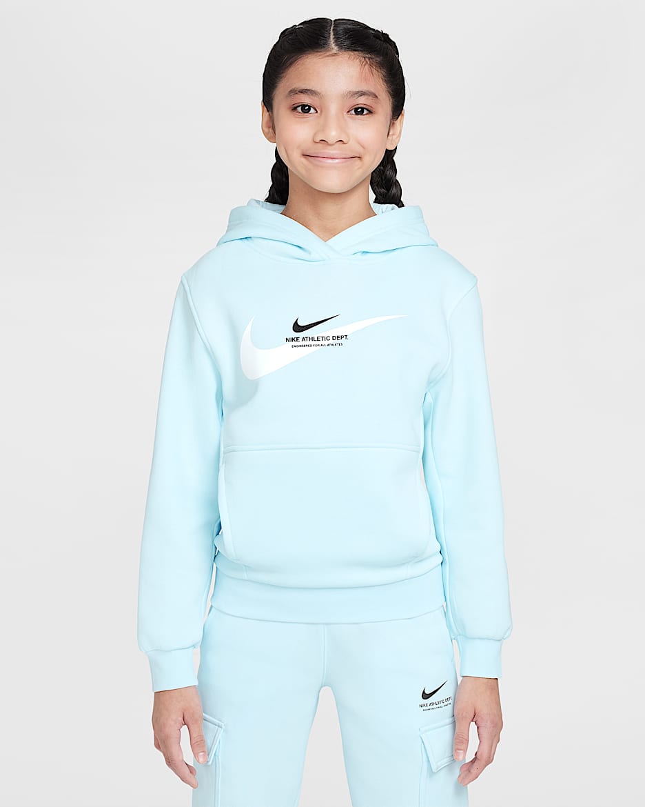 Flísová mikina s kapucí Nike Sportswear pro větší děti - Glacier Blue