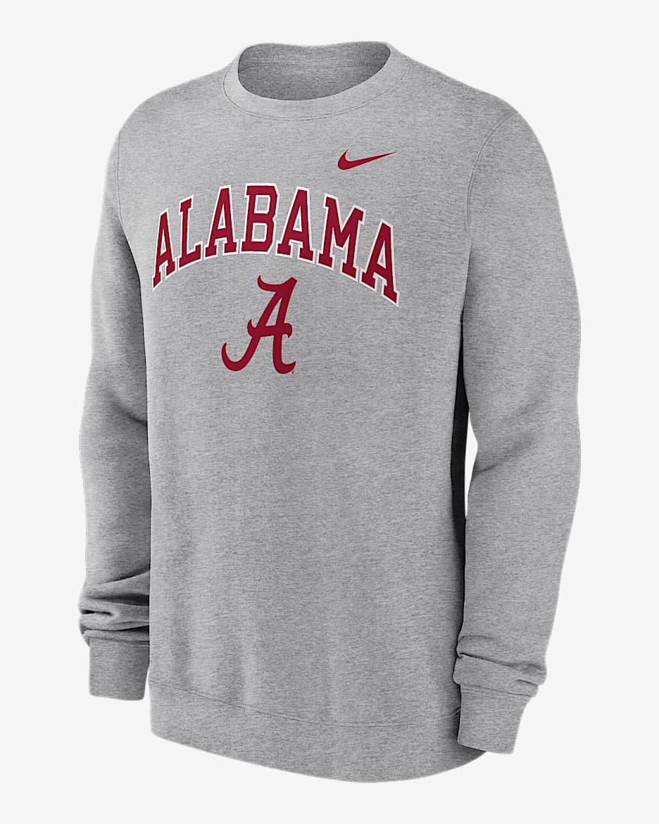 Alabama Arch Men's Nike College Pullover Crew - Grey