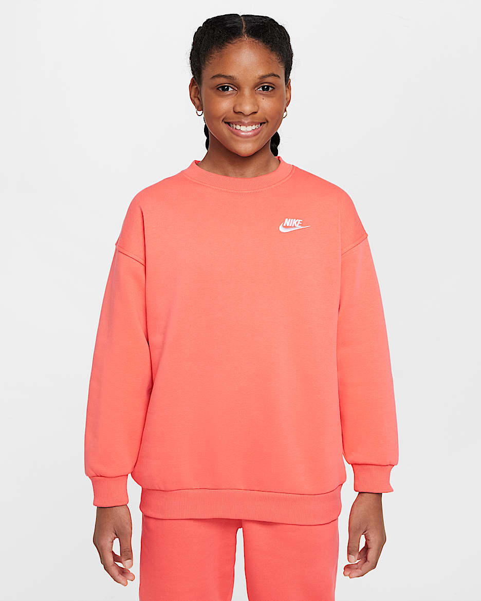 Nike Sportswear Club Fleece Older Kids' Oversized Sweatshirt - Magic Ember/White