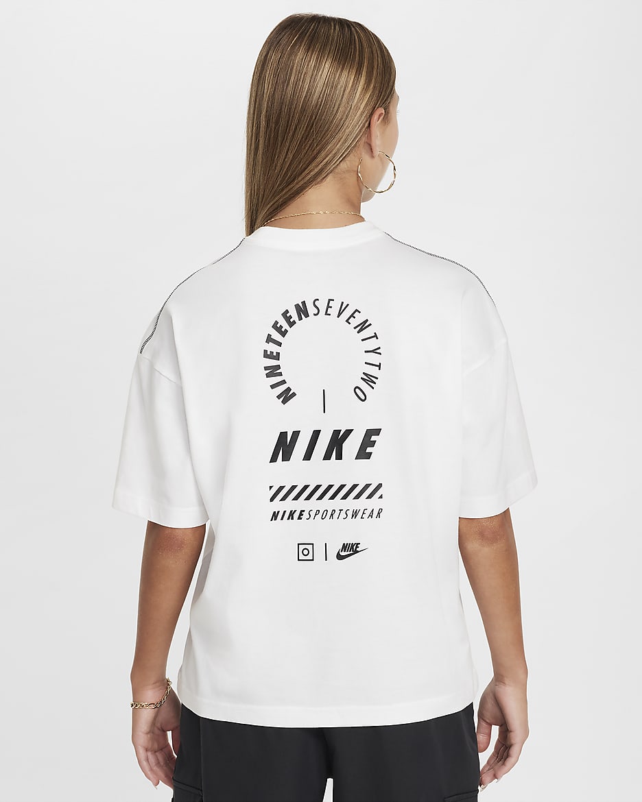 T-shirt oversize Nike Sportswear pour ado (fille) - Blanc