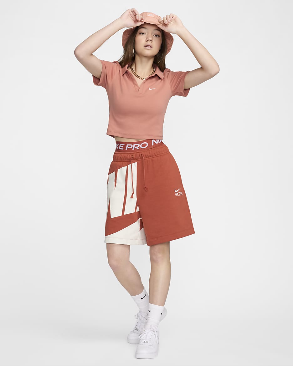 Polo de manga corta para mujer Nike Sportswear Essential - Rosa tierra/Vela