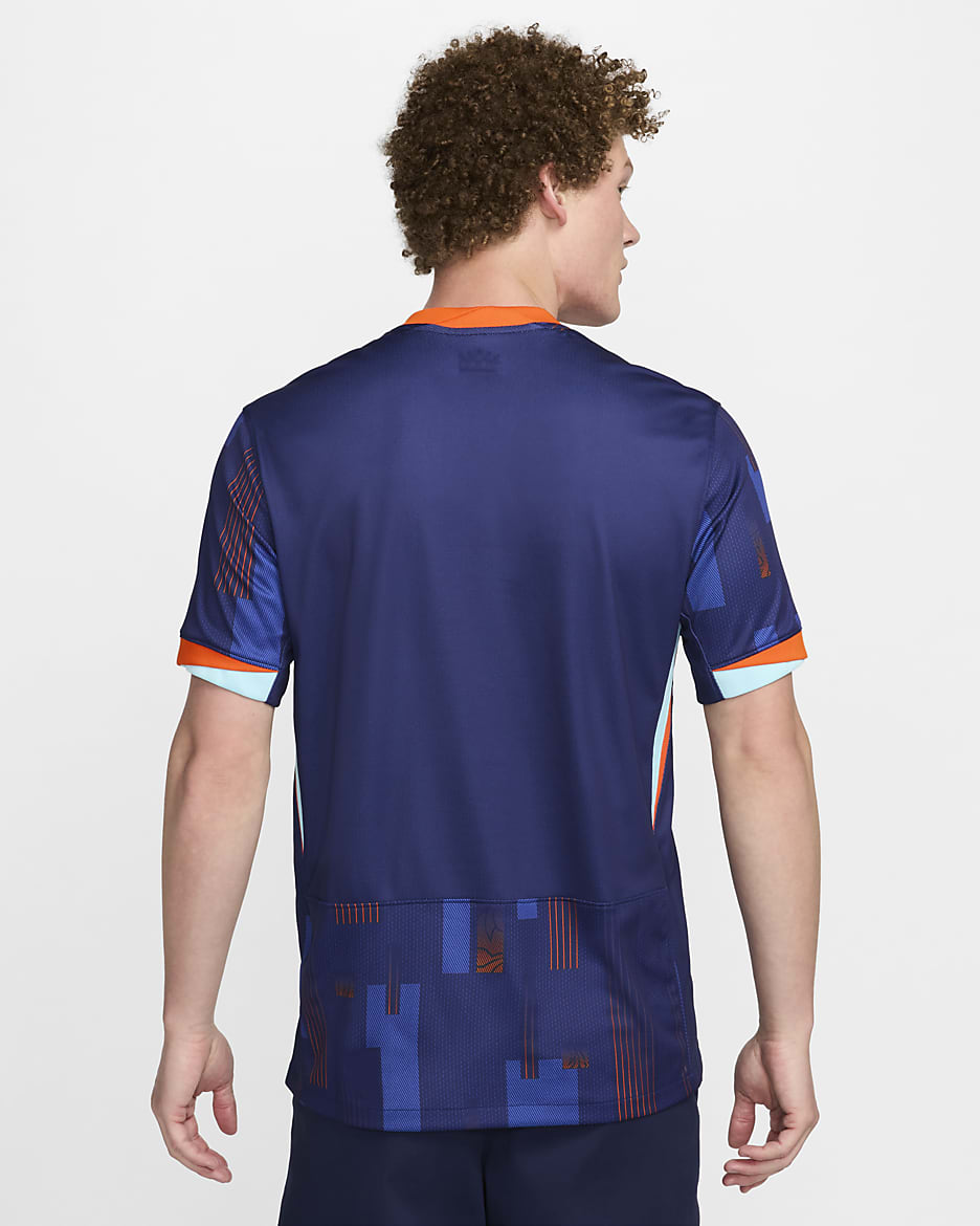 Netherlands (Women's Team) 2024/25 Stadium Away Nike Dri-FIT Soccer Replika Fußballtrikot (Herren) - Blue Void/Safety Orange/Copa/Weiß