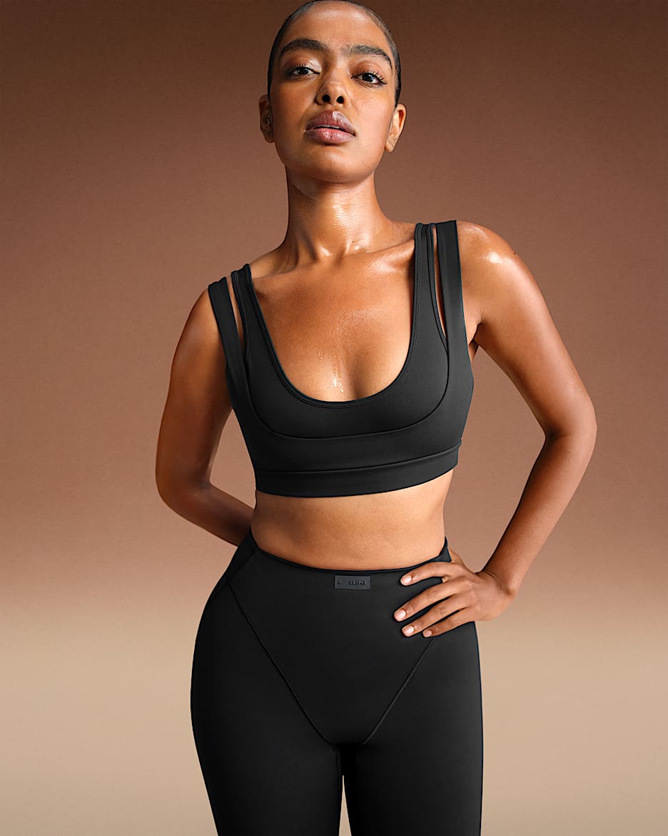 NikeSKIMS Matte Women's Double-Strap Scoop Bra - NSKM Obsidian