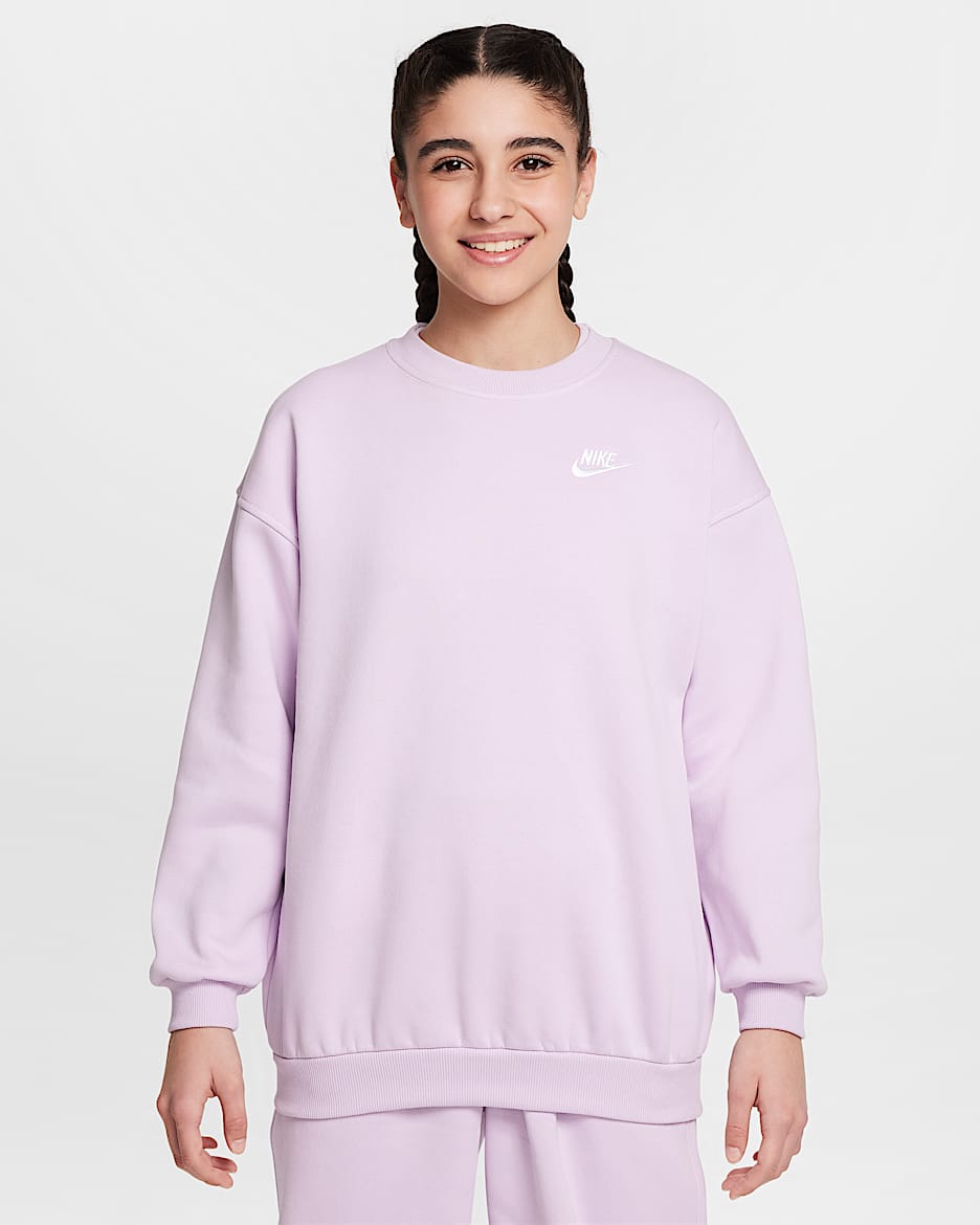 Nike Sportswear Club Fleece Older Kids' Oversized Sweatshirt - Doll/White
