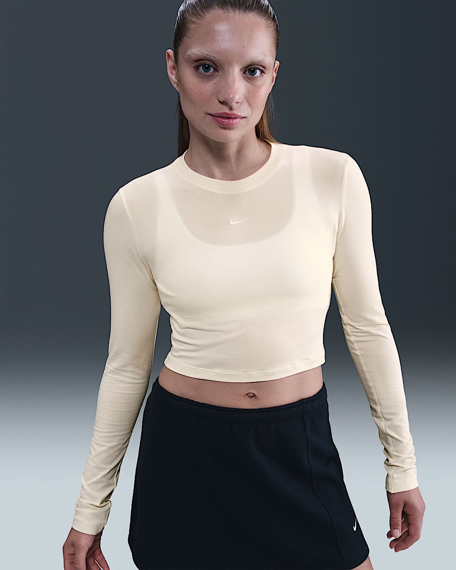 Nike Sportswear Chill Knit Women's Slim Long-Sleeve Cropped Top - Pale Ivory